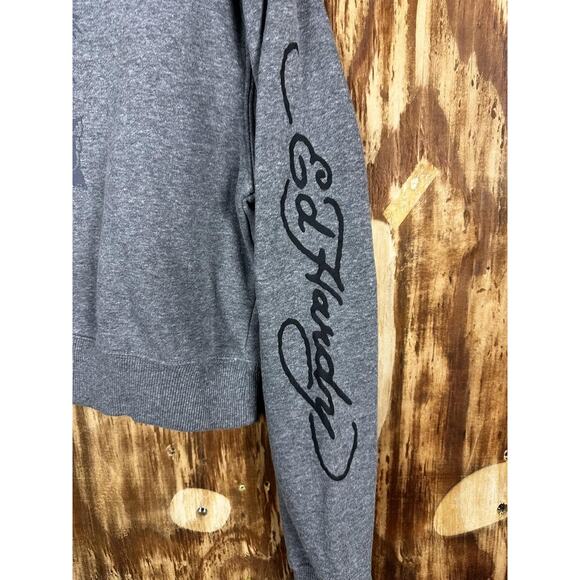 Ed Hardy Women's Gray Sweatshirt Cropped Fit Y2K XL - Picture 4 of 4